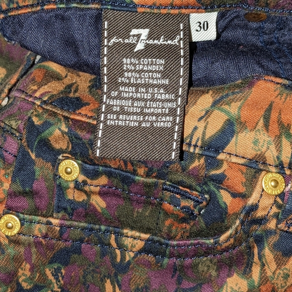 7 For All Mankind Brown Floral Print Jeans - Picture 6 of 6